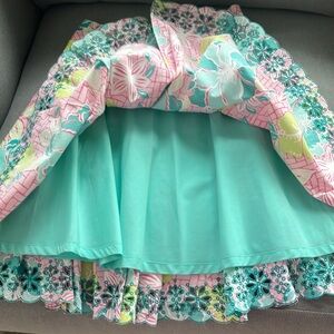 Lilly Pulitzer rare Vintage white label eyelets Ingrid pleated skirt Easter